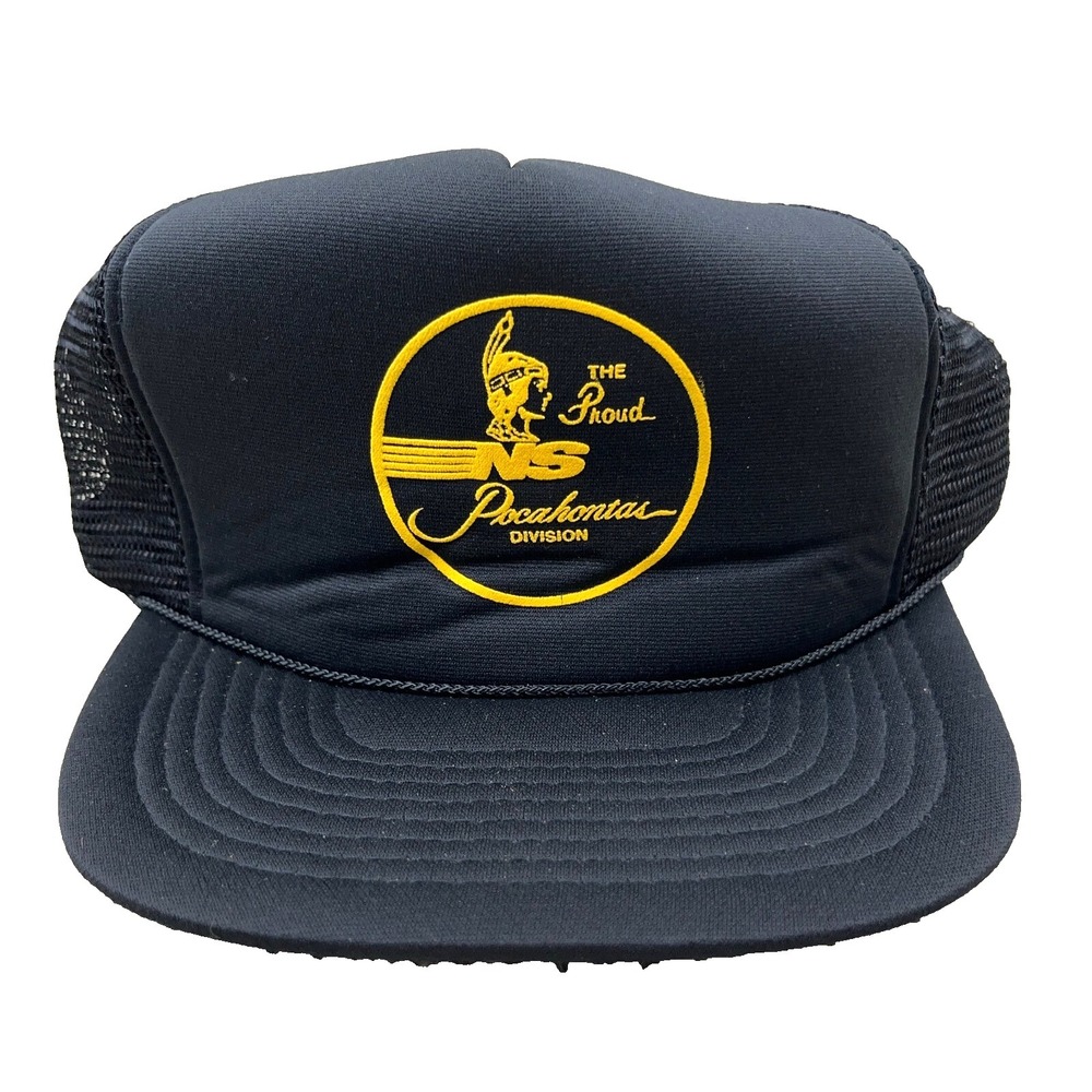 Vintage Norfolk Southern Trucker Hat Cap Pocahontas Railroad Railway Black  AK1